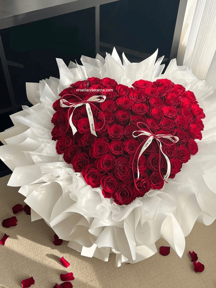 101 Roses in a Heart – rose bouquet, flower delivery across Europe