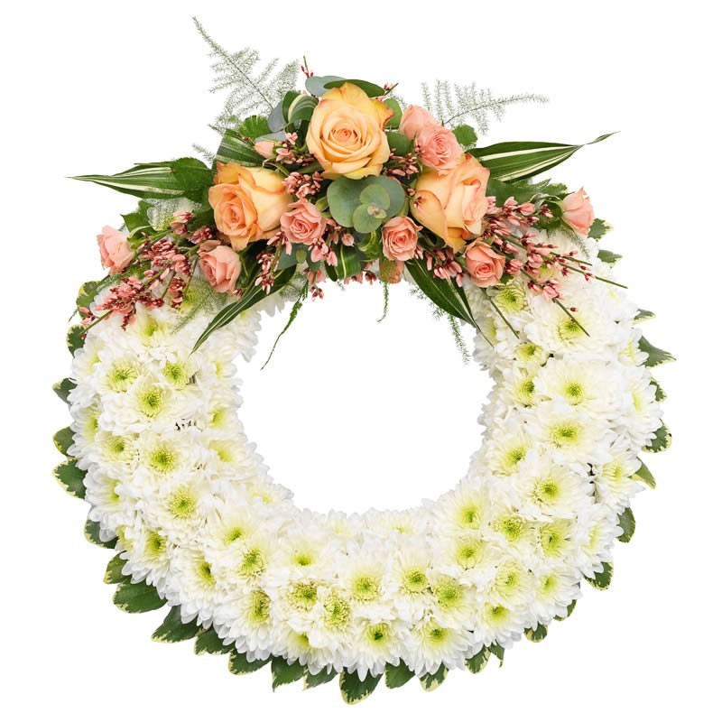 White Funeral Wreath – funeral flowers, delivered to any cemetery in Europe