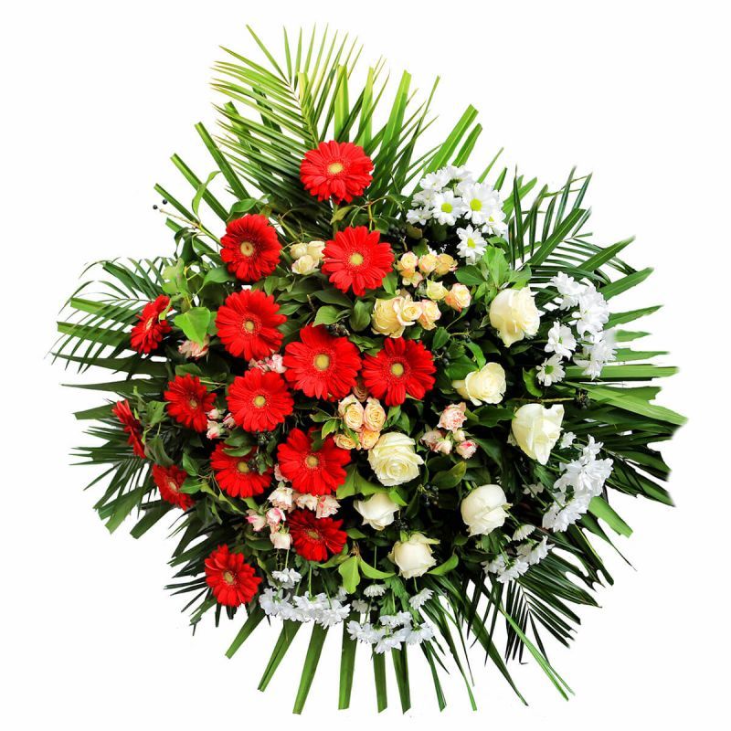 Red Gerbera Funeral Wreath – funeral flowers, delivered to any cemetery in Europe